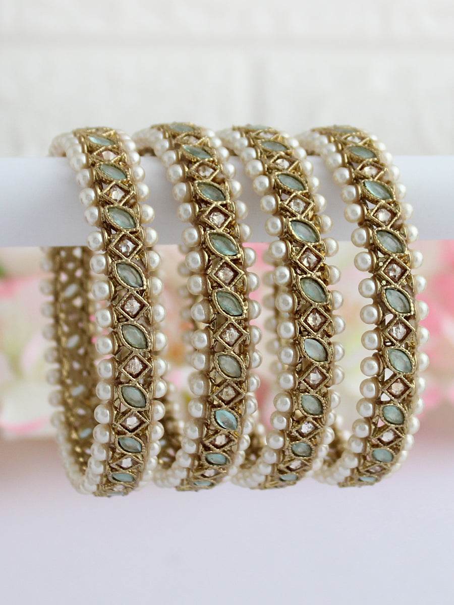 Kinjal Bangle Set Mint Green T4 Jewels