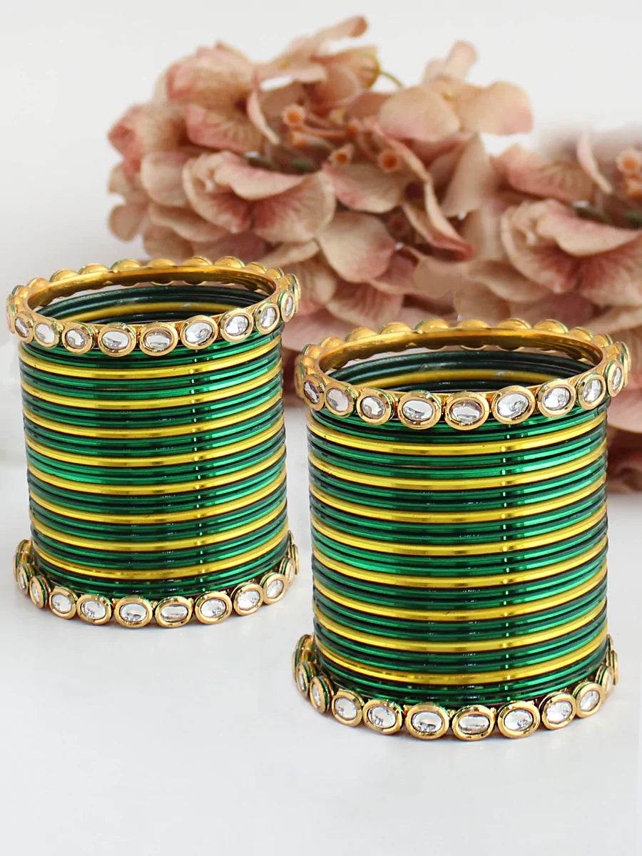 Damini Bangle Set Green T4 Jewels