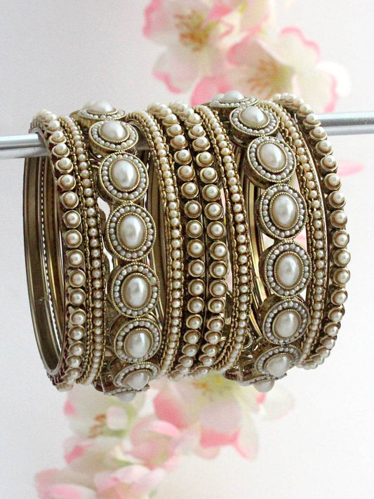 Saanvi Bangle Set/ Stack Pearl T4 Jewels