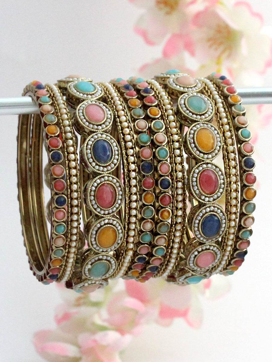 Saanvi Bangle Set/ Stack Multicolor T4 Jewels