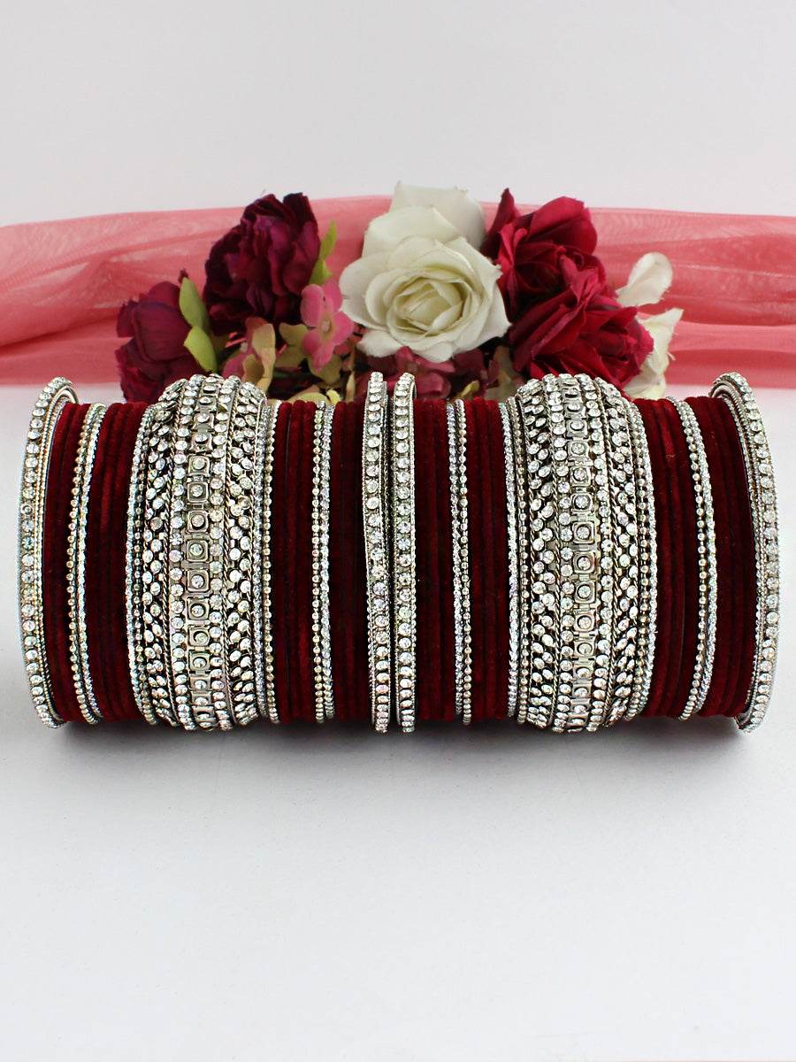 Liyana Bangle Set Maroon T4 Jewels