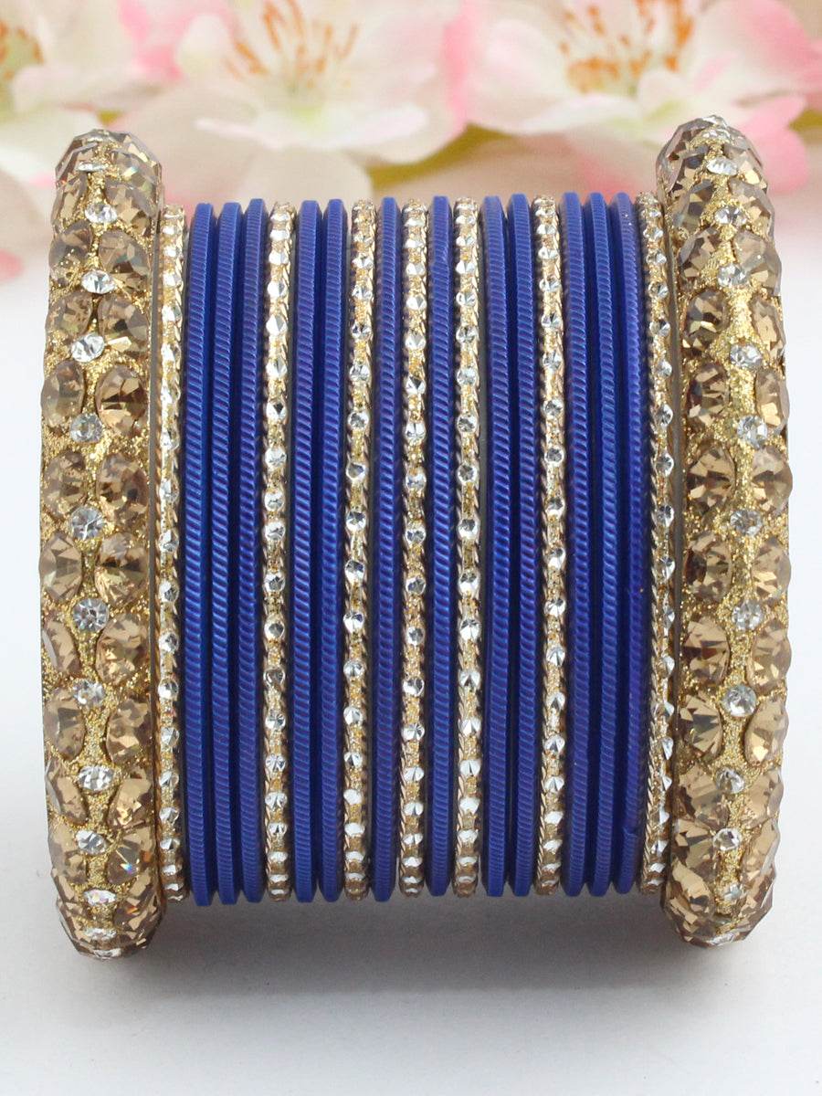 Swastika Bangle Set Blue 2.4 T4 Jewels