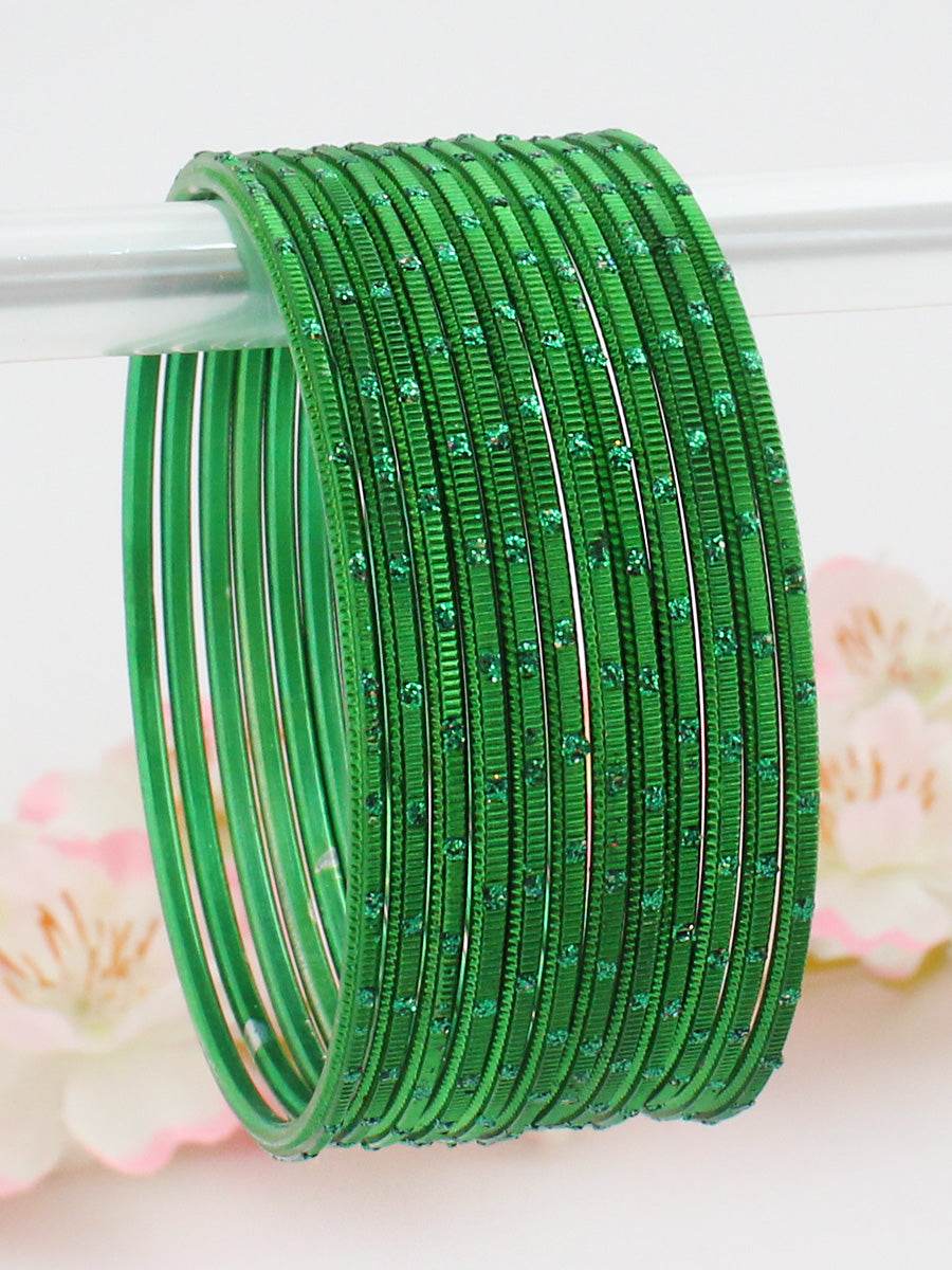 Pia Bangle Set Green T4 Jewels
