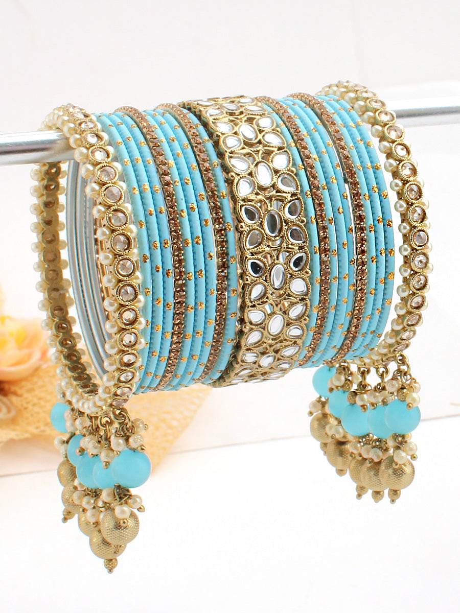 Kamya Bangle Set Matte Turquoise T4 Jewels