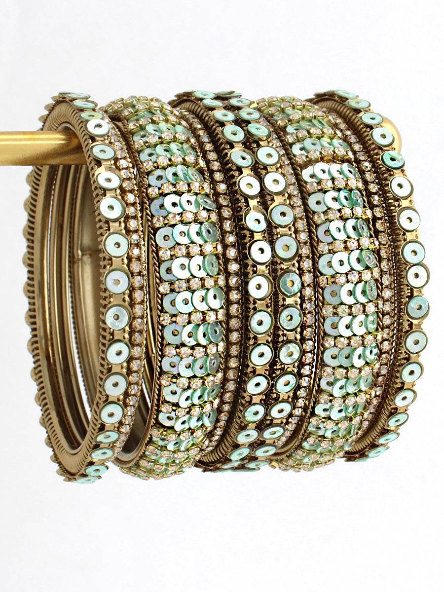 Sitara Bangle Set / Stack Mint Green 2.4 T4 Jewels