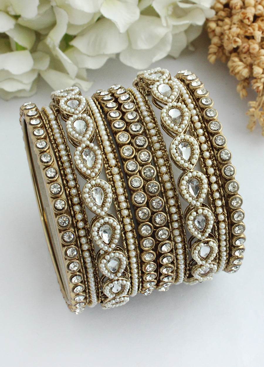 Avisha Bangle Set White T4 Jewels