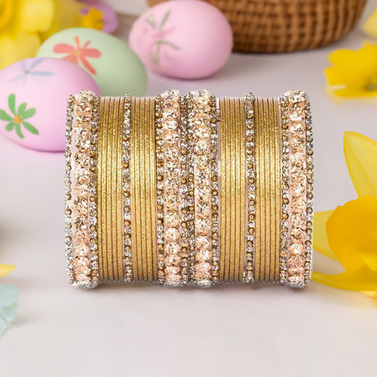 Beautiful Shimmering Brass Bangle Set T4 Jewels