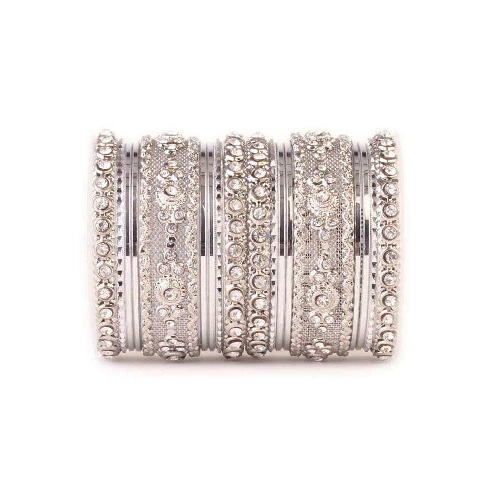 Beautiful Intricate Colored Bangle Set For Two Hands Silver T4 Jewels